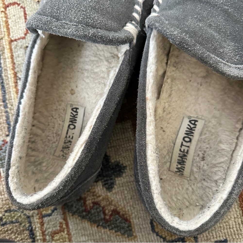 Mens Minnetonka Grey Slip On Loafers sz 12 - Picture 5 of 6